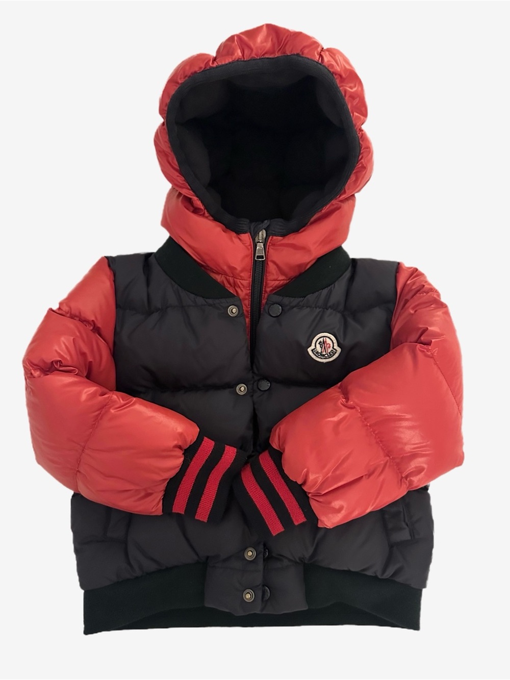 Moncler Kids Red & Navy Puffer Jacket with Hood